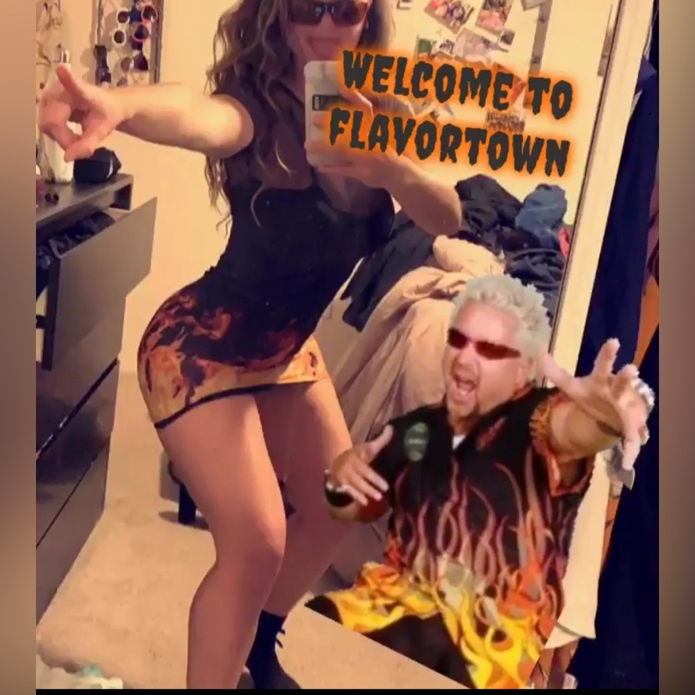 UO Mesh Flame Mini Dress